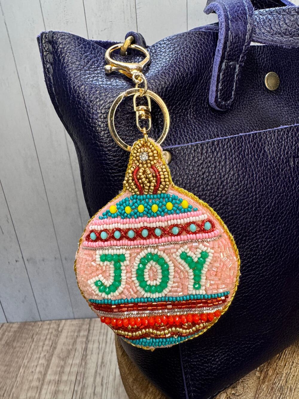 Sparkly Christmas Ornament Purse Charm Joy Christmas Bag Charm Gift For Her NEW!